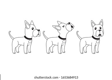 Vector cartoon character great dane dog poses set for design.