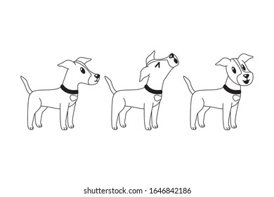 Vektorillustration Cartoon Charakter Windhund Hund für Design gesetzt.