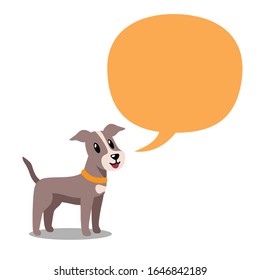 Vector cartoon character greyhound dog and speech bubble for design.