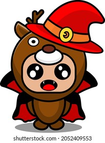 vector cartoon character Halloween animal mascot costume red witch cloak dracula