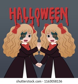 Vector cartoon character Halloween girl ghost