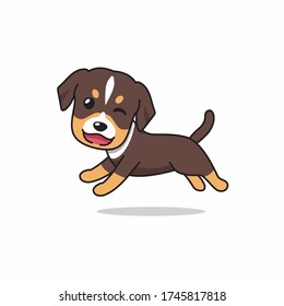 Vector Cartoon Charakter glücklich brauner Hund läuft für Design.