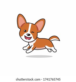 Vector cartoon character happy corgi dog running for design.