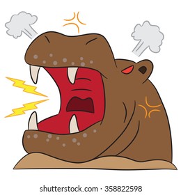 vector cartoon character hippo angry