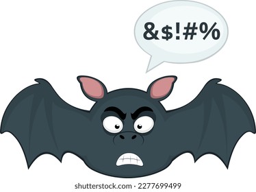 vector cartoon character illustration of a bat vampire animal, with an angry expression and a speech bubble with an insult text