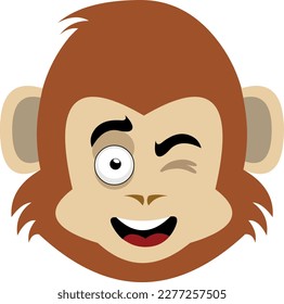 vector cartoon character illustration of a monkey animal winking eye