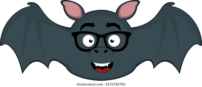vector cartoon character illustration of a vampire bat with nerd glasses