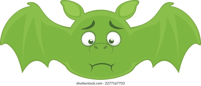 vector cartoon character illustration of a vampire bat with nausea symptoms green color