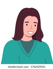Vector cartoon character isolated at white. Surgeon woman wearing medical suit smiling. Medical staff, worker. Professional medical specialist avatar, veterinarian. Medical concept, flat style