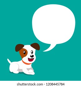 Vector cartoon character jack russell terrier dog with speech bubble for design.
