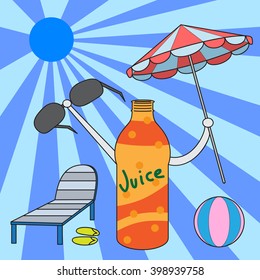 vector cartoon character juice bottle