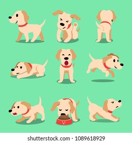 Vector cartoon character labrador dog poses for design.