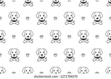 Vector cartoon character labrador dog seamless pattern for design.