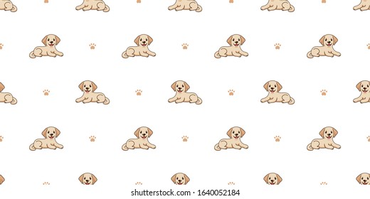 Vector cartoon character labrador retriever dog seamless pattern background for design.