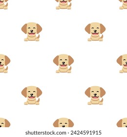 Vector cartoon character labrador retriever dog seamless pattern background for design.