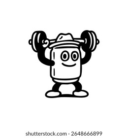 Vector Cartoon carácter levantamiento de pesas