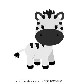 Vector cartoon character of little funny zebra. Children vector illustration