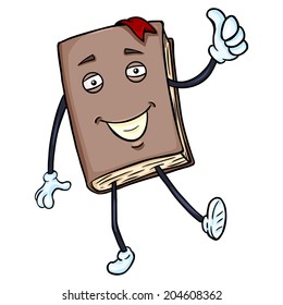 Vector Cartoon Character - Lively Brown Book with Thumb Up