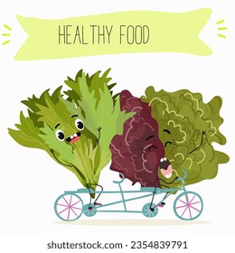 Vector cartoon character lollo rossa salad, frisee funny vegetable. Farm fresh harvest, agriculture organic veggie or vegetarian food ripe product. 
