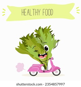 Vector cartoon character lollo rossa salad, frisee funny vegetable. Farm fresh harvest, agriculture organic veggie or vegetarian food ripe product. 

