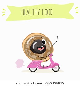 Vector cartoon character longan, funny vegetables, fruits. Fresh harvest, exotic, organic, vegetarian products, children's birthday, price tag, sticker.