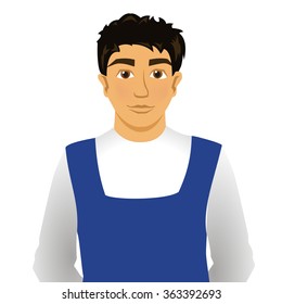Vector cartoon character male worker in overalls