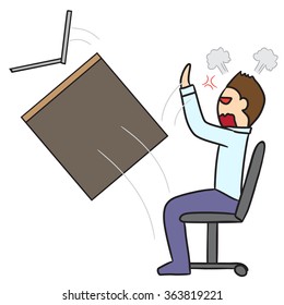 vector cartoon character man flip table