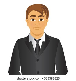 Vector cartoon character man in a suit with a tie