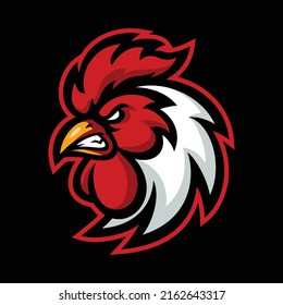 vector cartoon, character, and mascot of an angry rooster head sport logo.