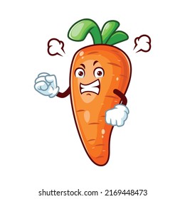 Vector Cartoon, Character, And Mascot Of An Angry Carrot.