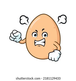 vector cartoon, character, and mascot of an angry egg.