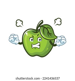 vector cartoon, character, and mascot of an angry Green Apple.