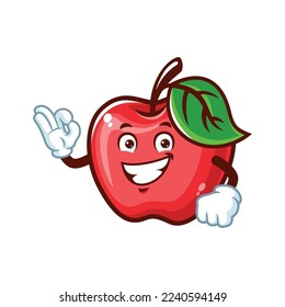 Vektorgrafik, Charakter und Maskottchen eines Apple mit ok Pose.