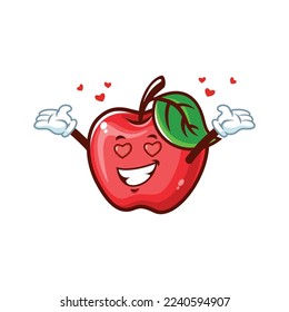vector cartoon, character, and mascot of an Apple in love.