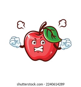 vector cartoon, character, and mascot of an Apple with angry face.