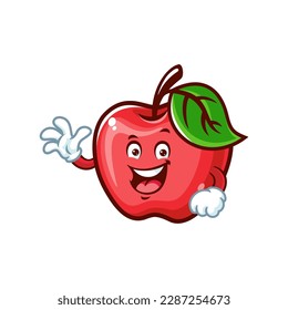 vector cartoon, character, and mascot of an Apple with welcome pose.