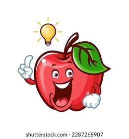 dibujos animados vectoriales, personajes y mascota de una Apple tienen una idea.