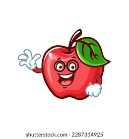 dibujos animados vectoriales, personajes y mascota de un geek de Apple con mano ondulada.