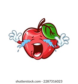 caricatura vectorial, personaje y mascota de una Apple con cara de expresión de llanto.