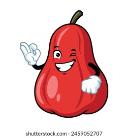 vector cartoon, character, and mascot of an apple water with ok pose.