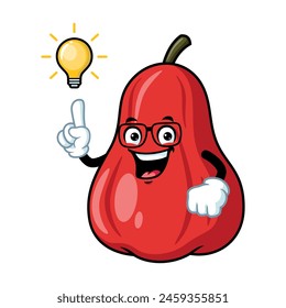 vector cartoon, character, and mascot of an apple water get an idea.