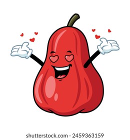 vector cartoon, character, and mascot of an apple water in love.