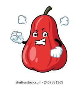 vector cartoon, character, and mascot of an apple water with angry expression face.