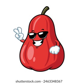 vector cartoon, character, and mascot of an apple water wearing black eyeglasses.
