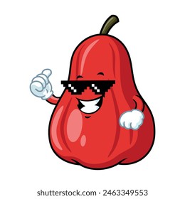 vector cartoon, character, and mascot of an apple water with thug life style.