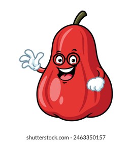 vector cartoon, character, and mascot of an apple water wearing eyeglasses.
