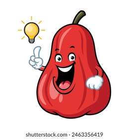 vector cartoon, character, and mascot of an apple water get an idea.