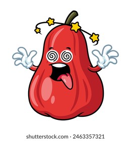 vector cartoon, character, and mascot of an apple water with dizzy expression face.