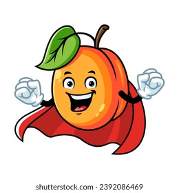 vector cartoon, character, and mascot of an apricot superhero.