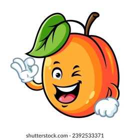 vector cartoon, character, and mascot of an apricot with ok pose.